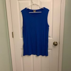Blue Piko tank top with slots on the side
